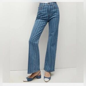Veronica Beard Crosbie Wide Leg Loafer Jeans – Sapphire Stripe – Size 29 (NWT)